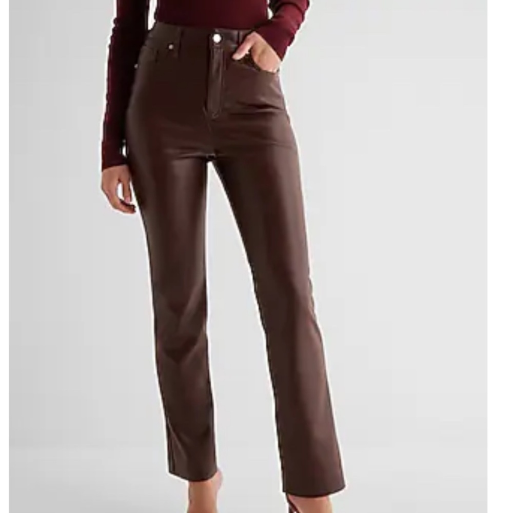 Express Super High Waisted Faux Leather 90s Slim Pant